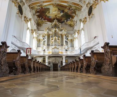 Klosterkirche Roggenburg Blick auf die Orgel in der Klosterkirche Roggenburg